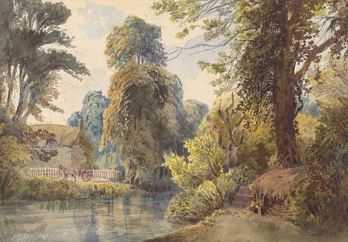 Zwitsers park met vijver en slee, Ladislav Mednyánszky