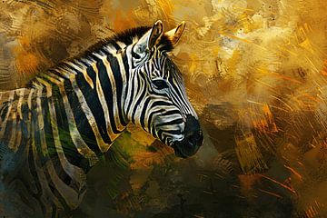 Zebra portret met abstracte achtergrond van Art & Soul Creations