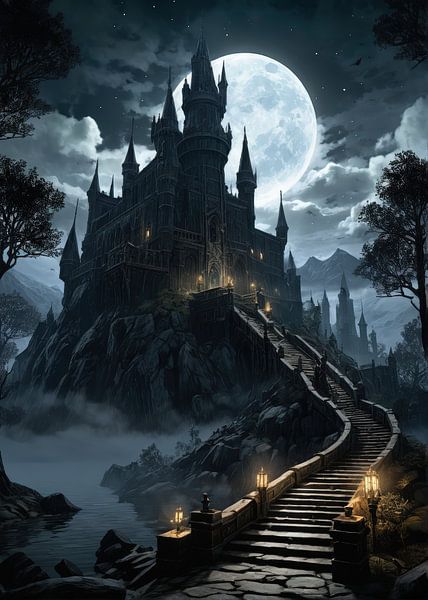La dernière ascension vers le donjon éclairé par la lune par atiq fauzi