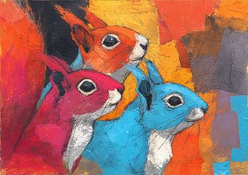 Squirrels in Vibrant Colors