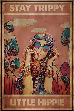 Vintage Meisje Blijf Trippy Hippie van Steven Kingsbury