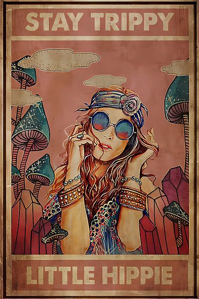 Vintage Girl Stay Trippy Little Hippie von Steven Kingsbury