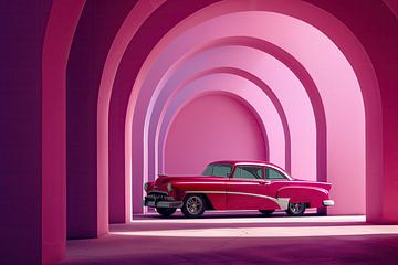 Oldtimer - classic car - pink red by Marianne Ottemann - OTTI