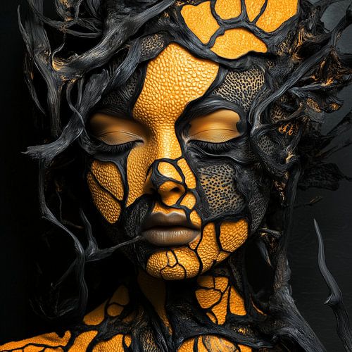 Verschmelzung von Frau und Natur in starken Kontrasten