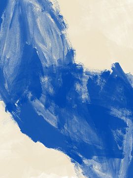 Abstrakte Malerei in Blau und Weiß