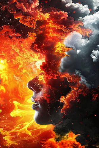 Portret vrouw met vuur