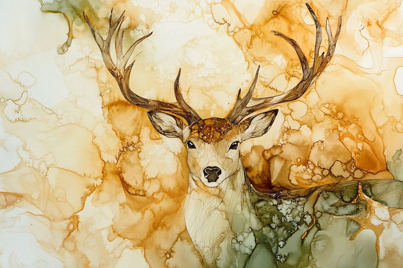 Cerf gracieux à l'aquarelle par Imperial Art House