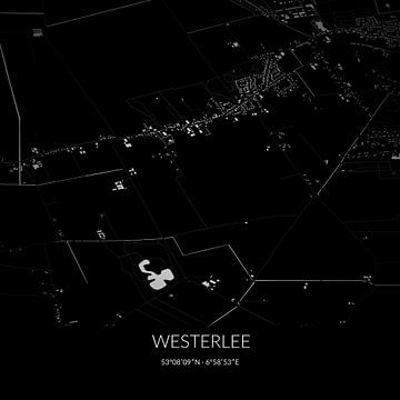 Zwart-witte landkaart van Westerlee, Groningen. van Rezona