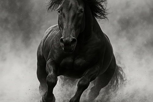 Galopperend paard met wapperende manen