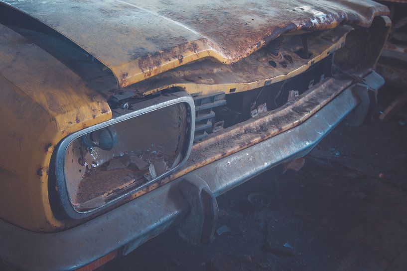 Front of abandoned car by On Your Wall