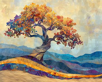 Abstracte Boom | Autumn Spectrum Essence van Kunst Kriebels