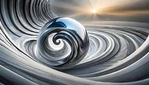 Schwebend auf einer Spirale aus Silber