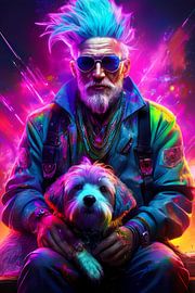 alter Punker mit Hund von Jörg B. Schubert