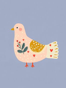 Floral Bird Nursery Art – Whimsical Folk Bird Illustration