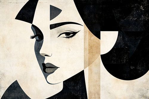 Geometrisch vrouwelijk portret kunst
