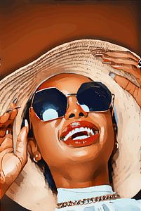 Dare to look at the light - Frau mit Sonnenbrille und Hut