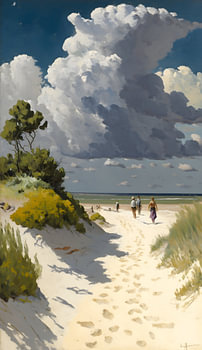 Strandspaziergang mit der Familie - stehend
