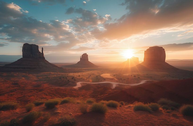 Vroege ochtend in Monument Valley van fernlichtsicht