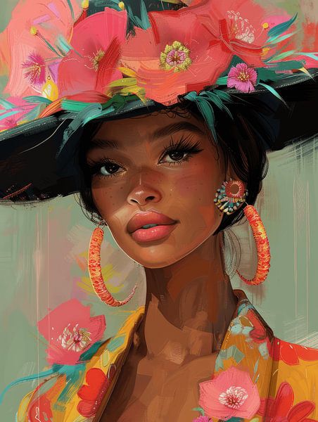 Kleurrijk modern portret, illustratie van Carla Van Iersel