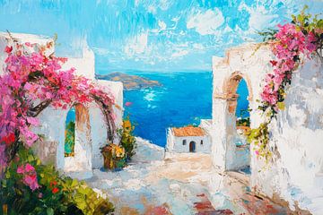 Küstenblick mit Blumen von Poster Art Shop