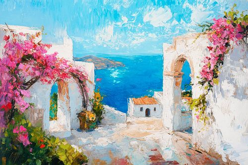 Küstenblick mit Blumen von Poster Art Shop