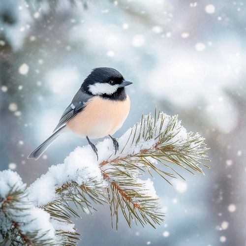Winterliche Meise im Schnee