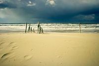 deserted beach in the storm 