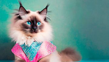 Schattige kat met jurk van Mustafa Kurnaz