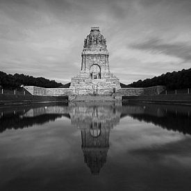 Monument to the Battle of the Nations - Leipzig Panorama Black and White by Frank Herrmann