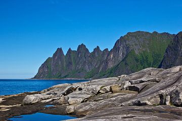 Bergen met rotsen op het eiland Senja van Anja B. Schäfer