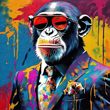 PopArt Chimp 01.32 van Blikvanger Schilderijen