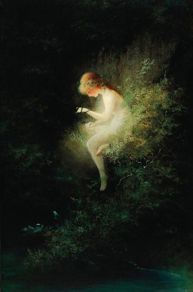 Mädchen hält eine Schlange - Unschuld, Karl Wilhelm Diefenbach von Meisterhafte Meister