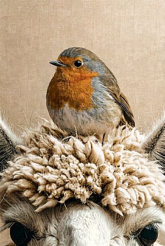 Onverwachte vriendschap tussen roodborstje en alpaca