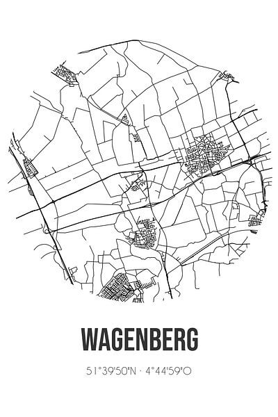 Wagenberg (Noord-Brabant) | Map | Black and White by Prints of Place