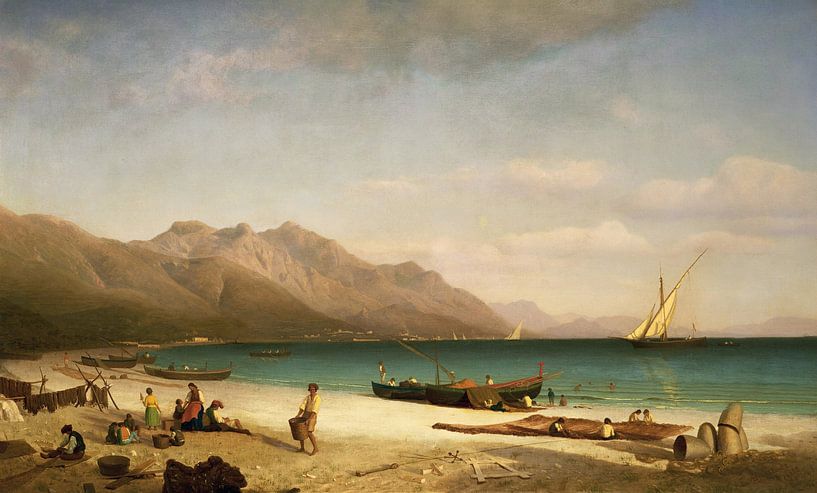 Albert Bierstadt,Bucht von Salerno von finemasterpiece