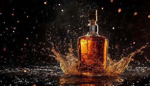 Whiskey fles splash panorama