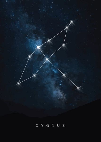 Celestial Swan: Cygnus Constellation Poster by Himler Razan