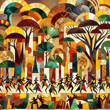 Collage Afrikaanse dans in het bos van Lois Diallo