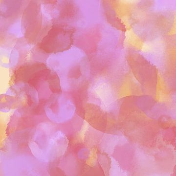 Art néon. Formes organiques à l'aquarelle en rose néon, violet et ocre. sur Dina Dankers