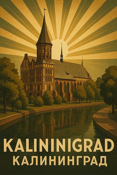 Affiche de la cathédrale de Kaliningrad Königsberg - Architecture gothique et art fluvial par Travel Shop