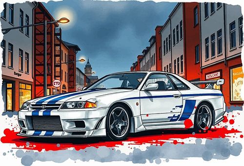 Nissan GT-R R34 - Te hard rijden in Europese stad
