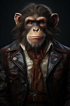 Schimpanse in Lederjacke von Wall Wonder