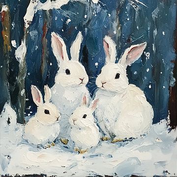 Lapins d'hiver | Lapins blancs d'hiver sur Art Merveilleux