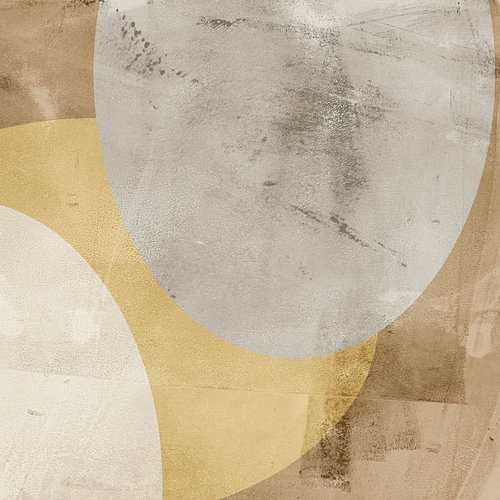 Set of 2 abstract geometric minimalist shapes in brown, taupe, ochre no. 1