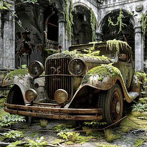 Lost Place historisch Oldtimer verrostet vergessen Innenhof