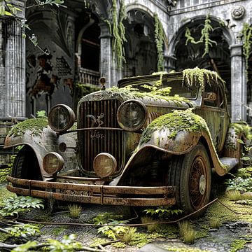 Verloren plaats historische oldtimer verroest vergeten binnenplaats van gm_designs