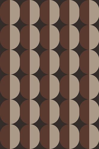 Retro kunst uit de jaren 70. Abstracte geometrische vormen in zwart, bruin, beige.