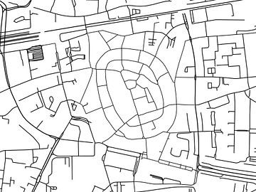 Kaart van Enschede Centrum in Zwart Wit van Map Art Studio