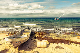 Boot am Strand von Cozumel