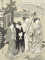Vintage Japanse courtisanes  - Vintage Japanse kunst - Japanse vrouwen in kimono's -